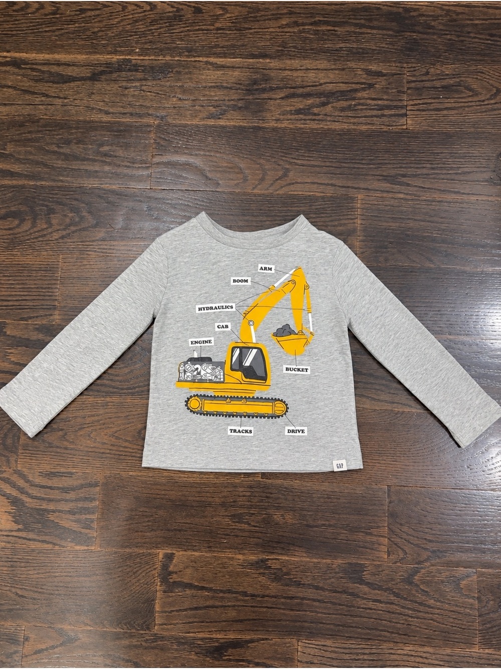 Gap Kids Gray Long-Sleeve Excavator Graphic Tee